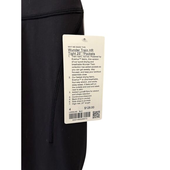 Lululemon Wunder Train High-Rise Tight with Pockets 25" Black size 4 NWT - Picture 8 of 10